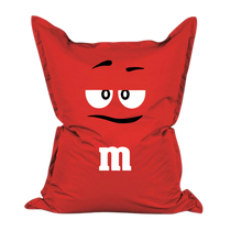 Pouf Belly Pop con grafica M&M Rossa